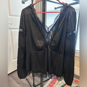 Anthropologie Black Lace Top